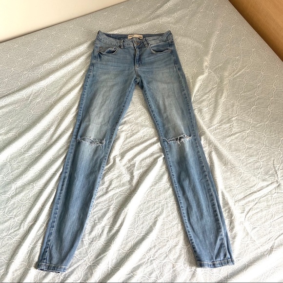 Garage Ripped High Waisted Light Wash Skinny Jeans - Picture 2 of 3